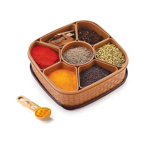Oblivion Plastic Masala Box 1 Pc – Multicolor Spice Storage Container, Rangoli Organizer Dabba, Stylish Airtight Kitchen Box for Indian Spices, Compact Multi-Compartment & Durable Traditional Storage