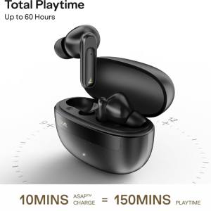 boAt Airdopes Plus 224, Powerful Spatial Audio, 60H Playback, Quad Mics AI-ENx™, 13 mm Drivers, Hearables App, Multipoint Connectivity, Google Fast Pair, Bluetooth v6.0 TWS Earbuds